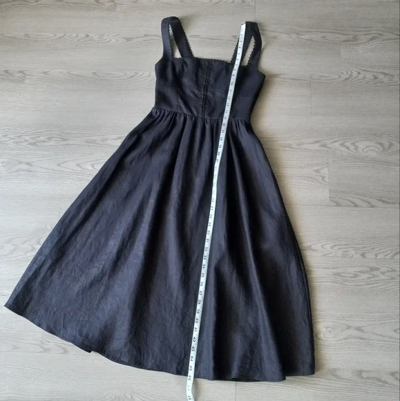 Reformation Tagliatelle Black Linen Midi Dress 6 - Picture 13 of 16